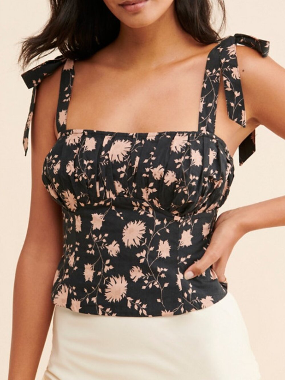 Forever That Girl Floral Bow-Tie Top M